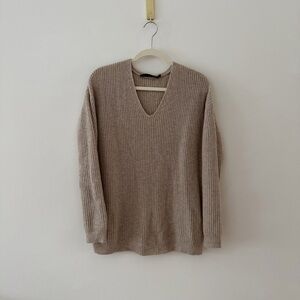 Jenni Kayne Fisherman Cashmere Sweater in Oatmeal (XXS)